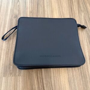 Morroccanoil Black Zip Cosmetic Pouch with Blue Interior